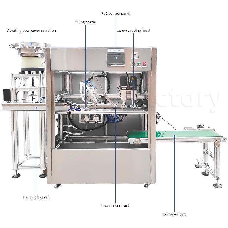 Self-standing bag double-head cabinet filling machine