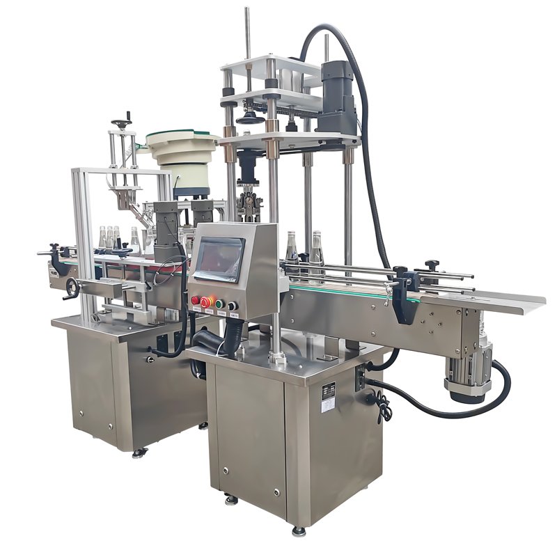 Threaded aluminum cap locking machine