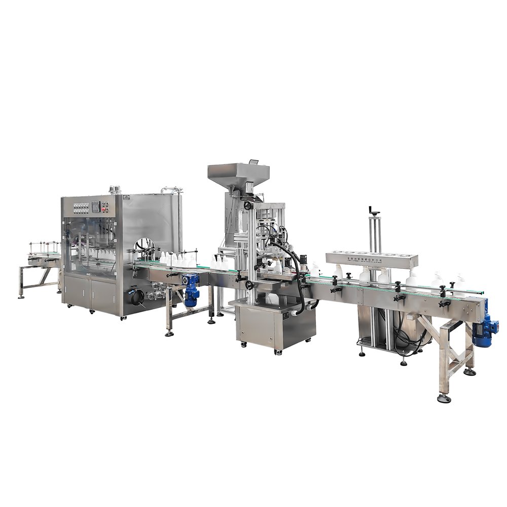 Double track filling top cap screw cap aluminum foil sealing line