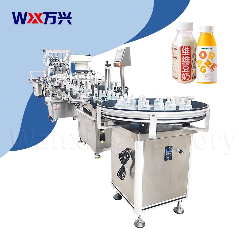 Bottle-sorting, filling, and screwing assembly line