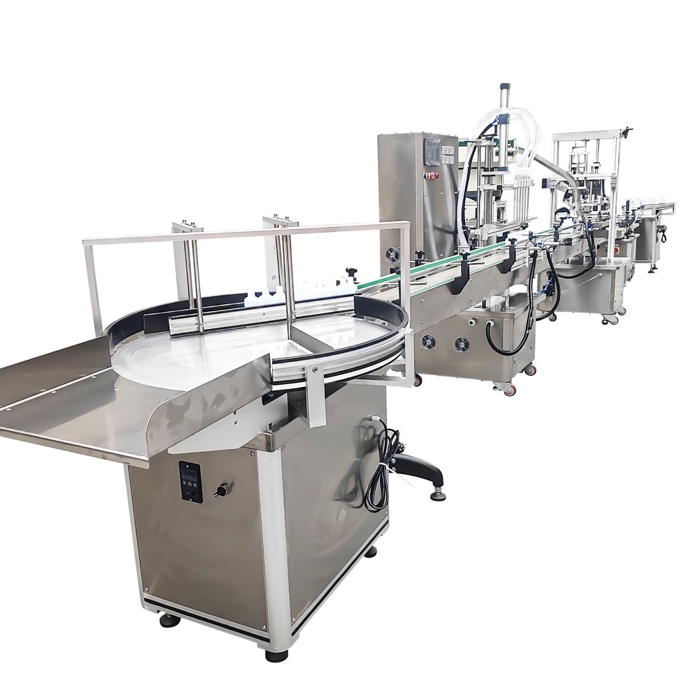 Bottle-sorting, filling, and screwing assembly line