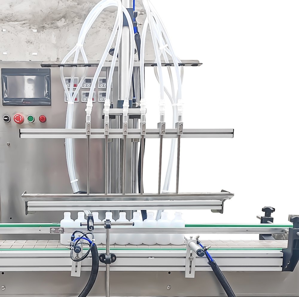 Bottle-sorting, filling, and screwing assembly line