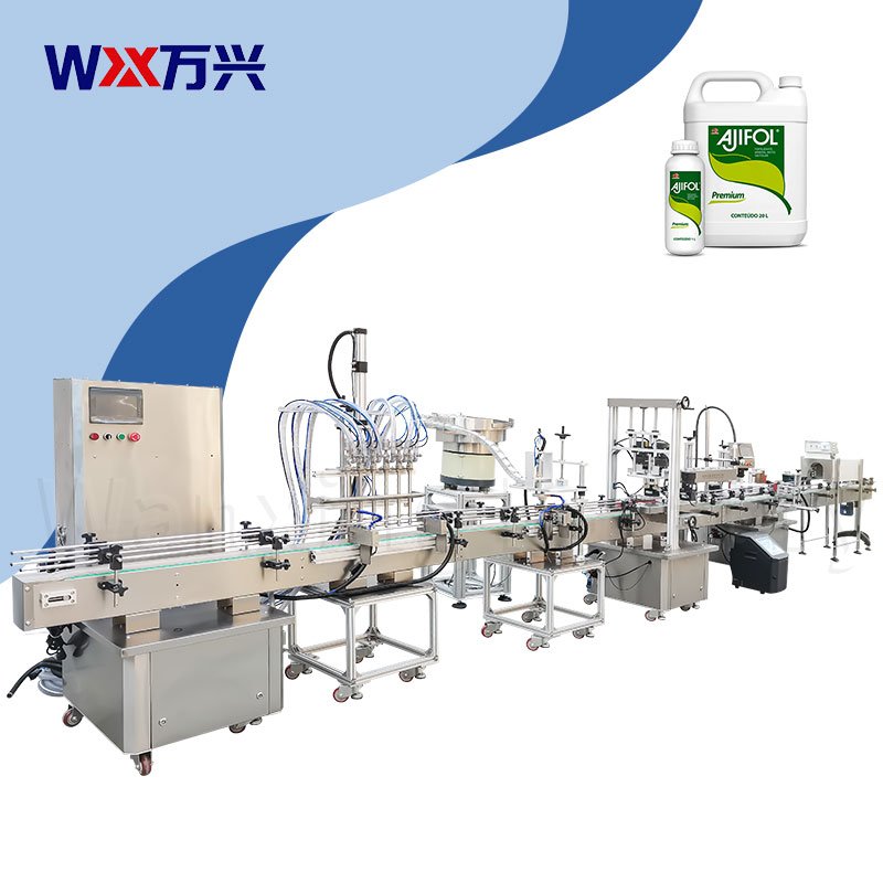 Filling, capping, labeling, heat shrink wire