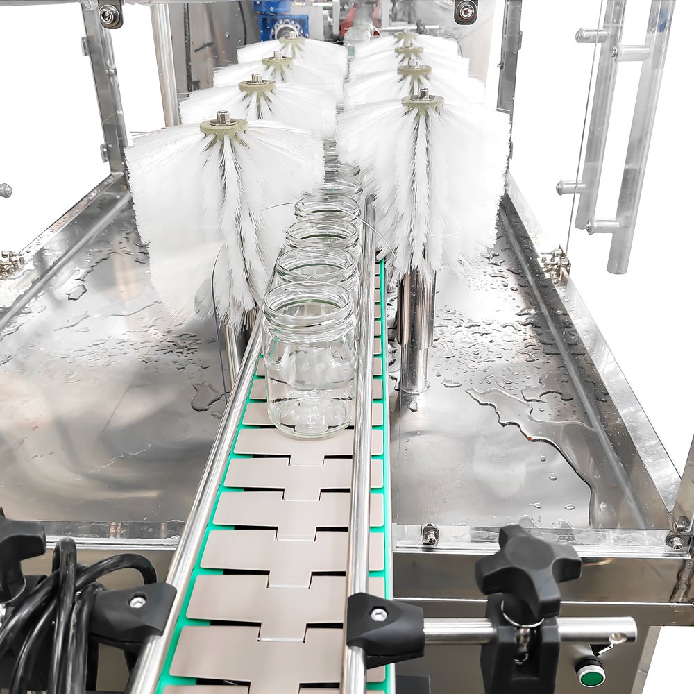 Brush washing bottle filling capping machine