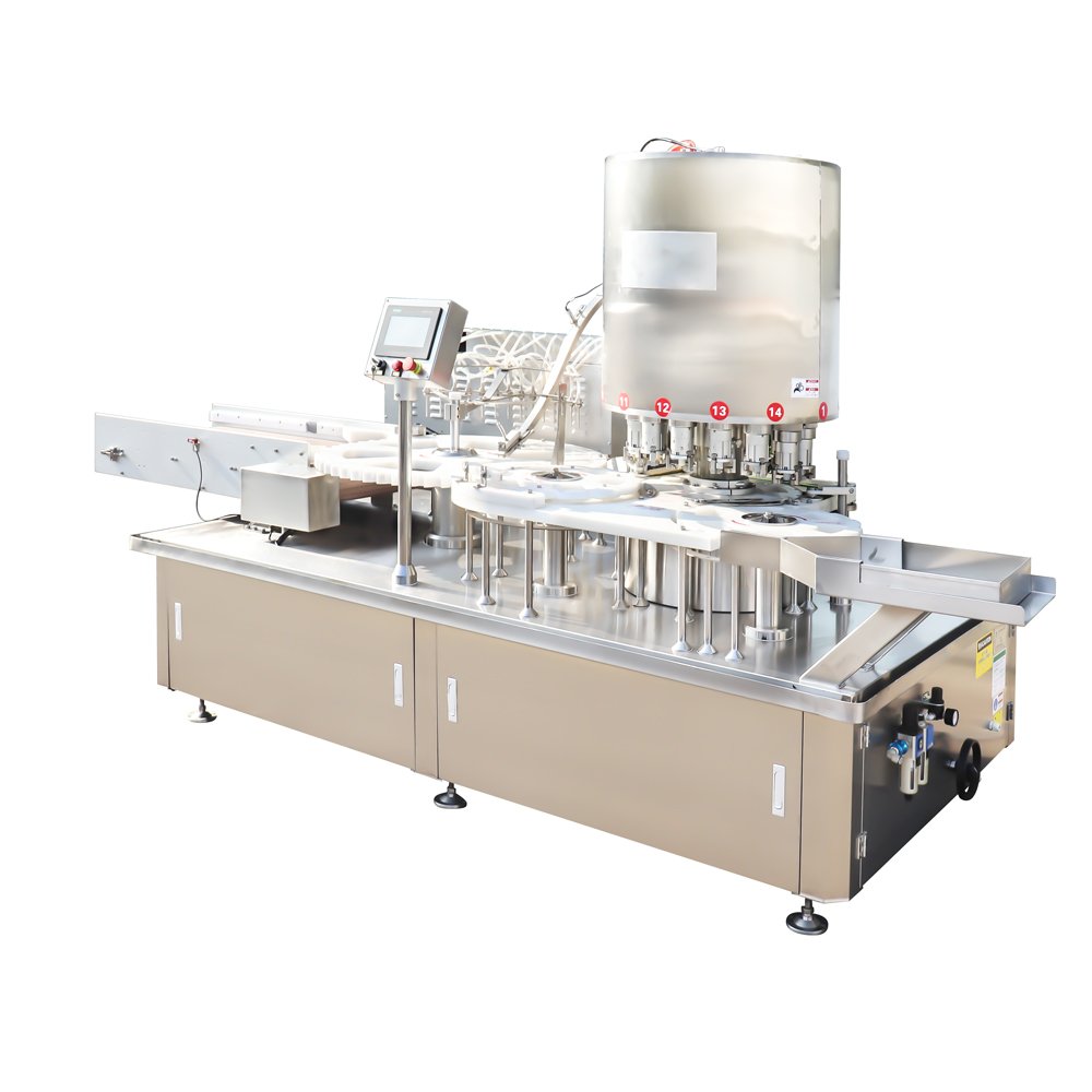 Fully automatic 14-head filling and lower cap 12-head screwing machine