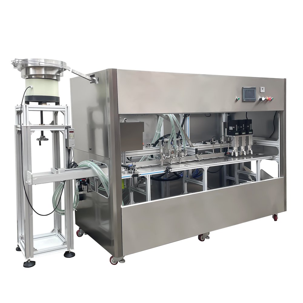 Self-supporting bag three-head cabinet filling machine