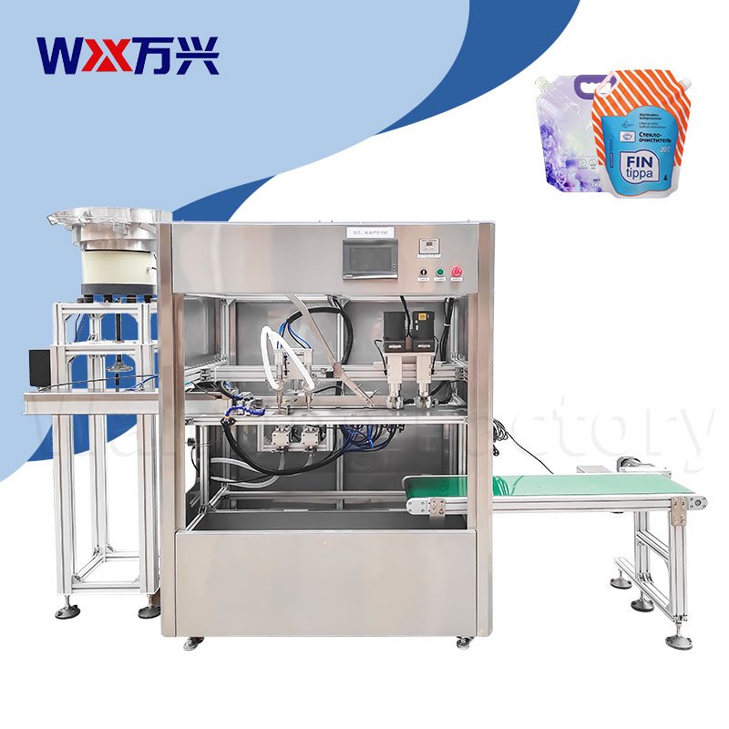 Self-standing bag double-head cabinet filling machine