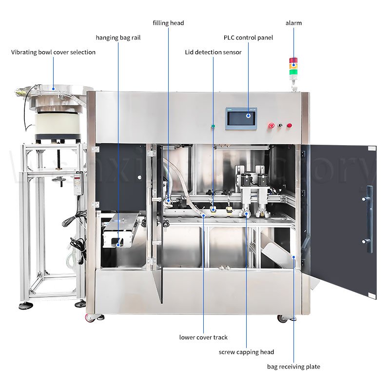Self-standing bag double-head cabinet filling machine
