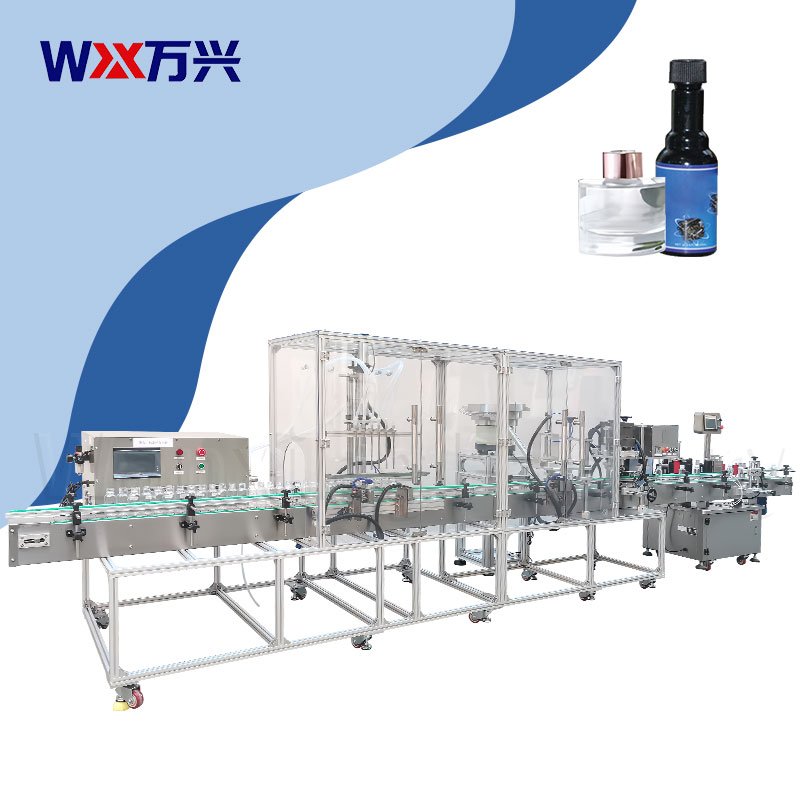 Automatic 6-head filling, capping, screw-capping, light inspection, labeling and coding production line