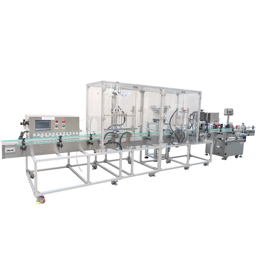Automatic 6-head filling, capping, screw-capping, light inspection, labeling and coding production line