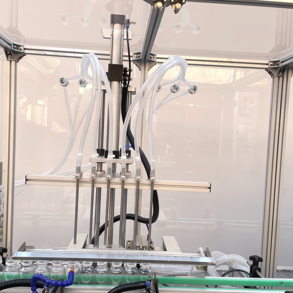 Automatic 6-head filling, capping, screw-capping, light inspection, labeling and coding production line